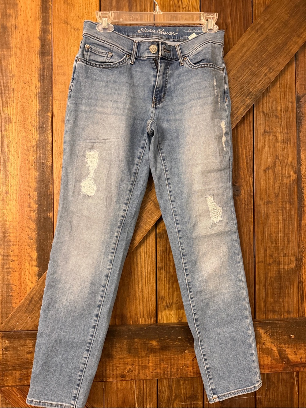 Eddie Bauer Light Wash Skinny Jeans with Distressing